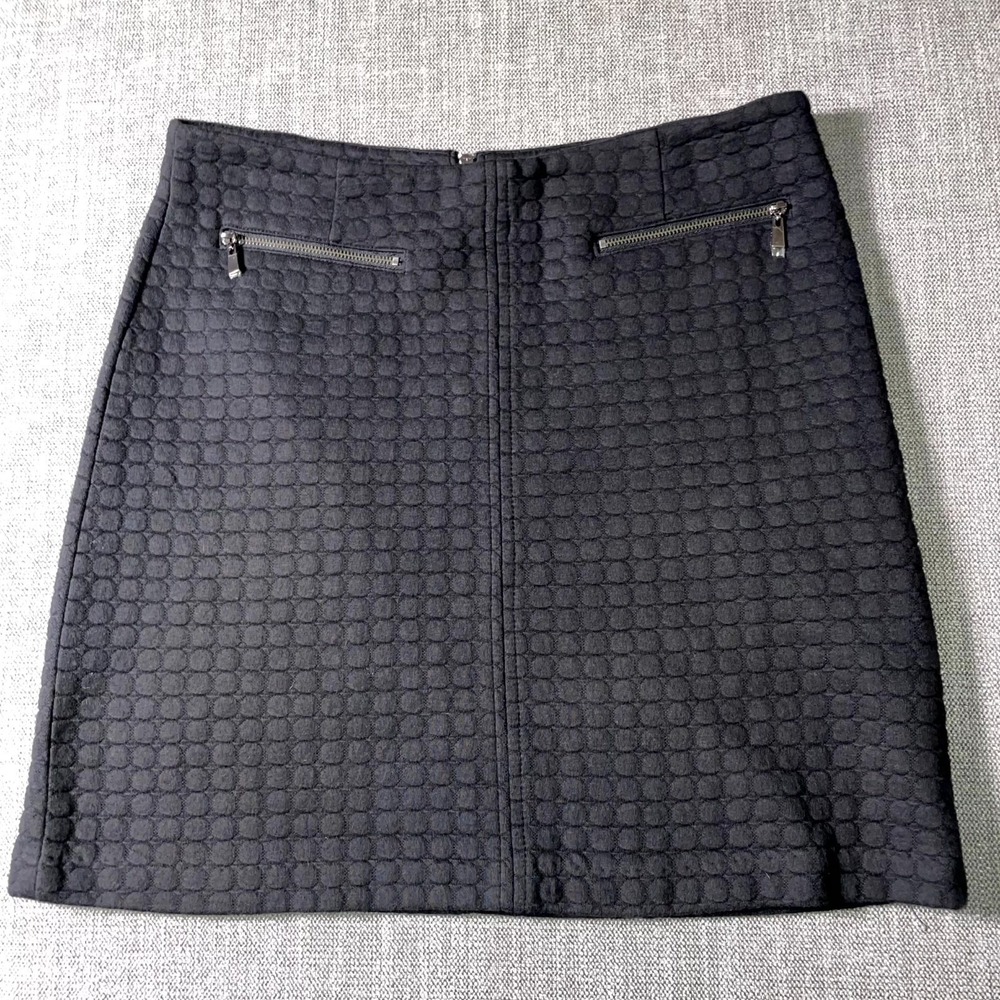 Laundry by Shelli Segal Mini Skirt Womens Size 8 Black Quilted Career Back Zip